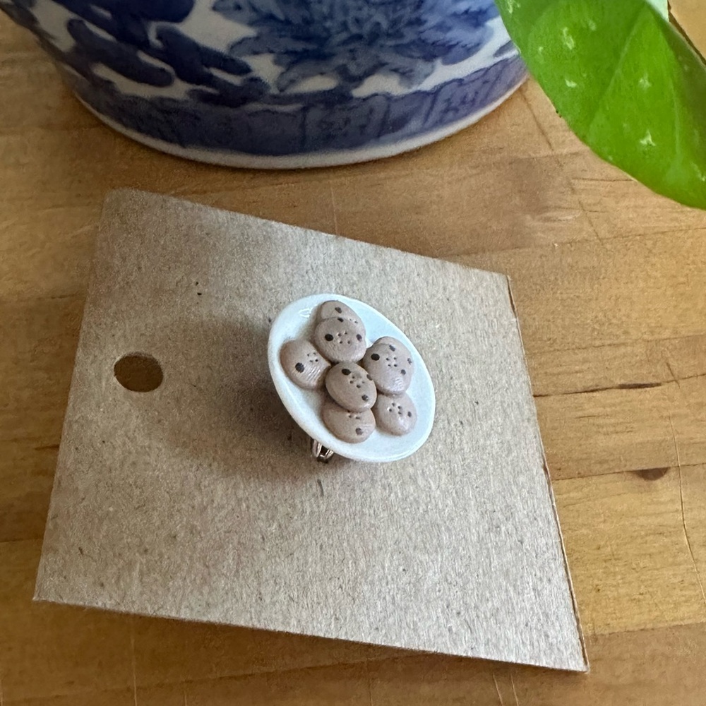NWT Chocolate Chip Cookie Plate Ring - Handmade